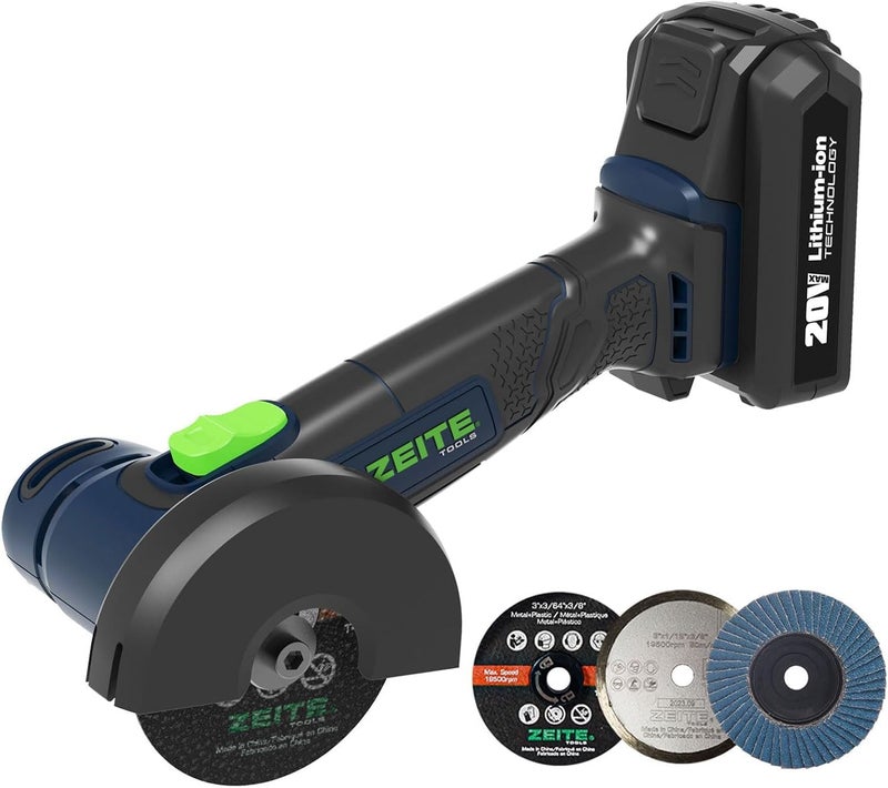 zeite 3" Cordless Cut Off Tool,20V Mini Multi-Cutter,Portable Metal Chop Saw,Max Cutting Depth 1/2",3 Cutting Discs & 1 Flap Disc,2.0Ah Battery and Fast Charger - Image 1